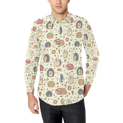 Hedgehog Cute Pattern Print Design 01 Men's Long Sleeve Shirt