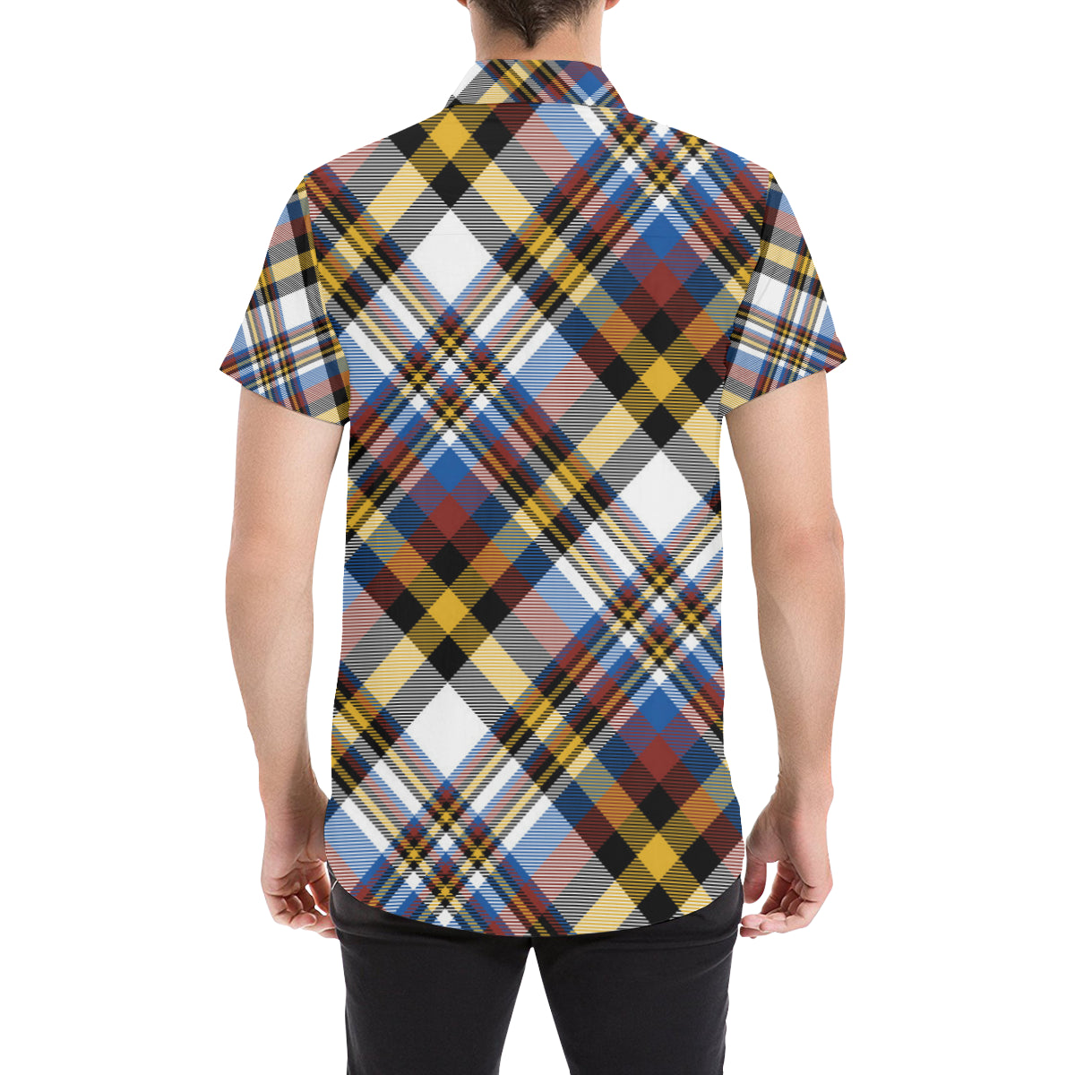 Madras Pattern Print Design 01 Men's Short Sleeve Button Up Shirt