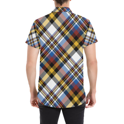 Madras Pattern Print Design 01 Men's Short Sleeve Button Up Shirt