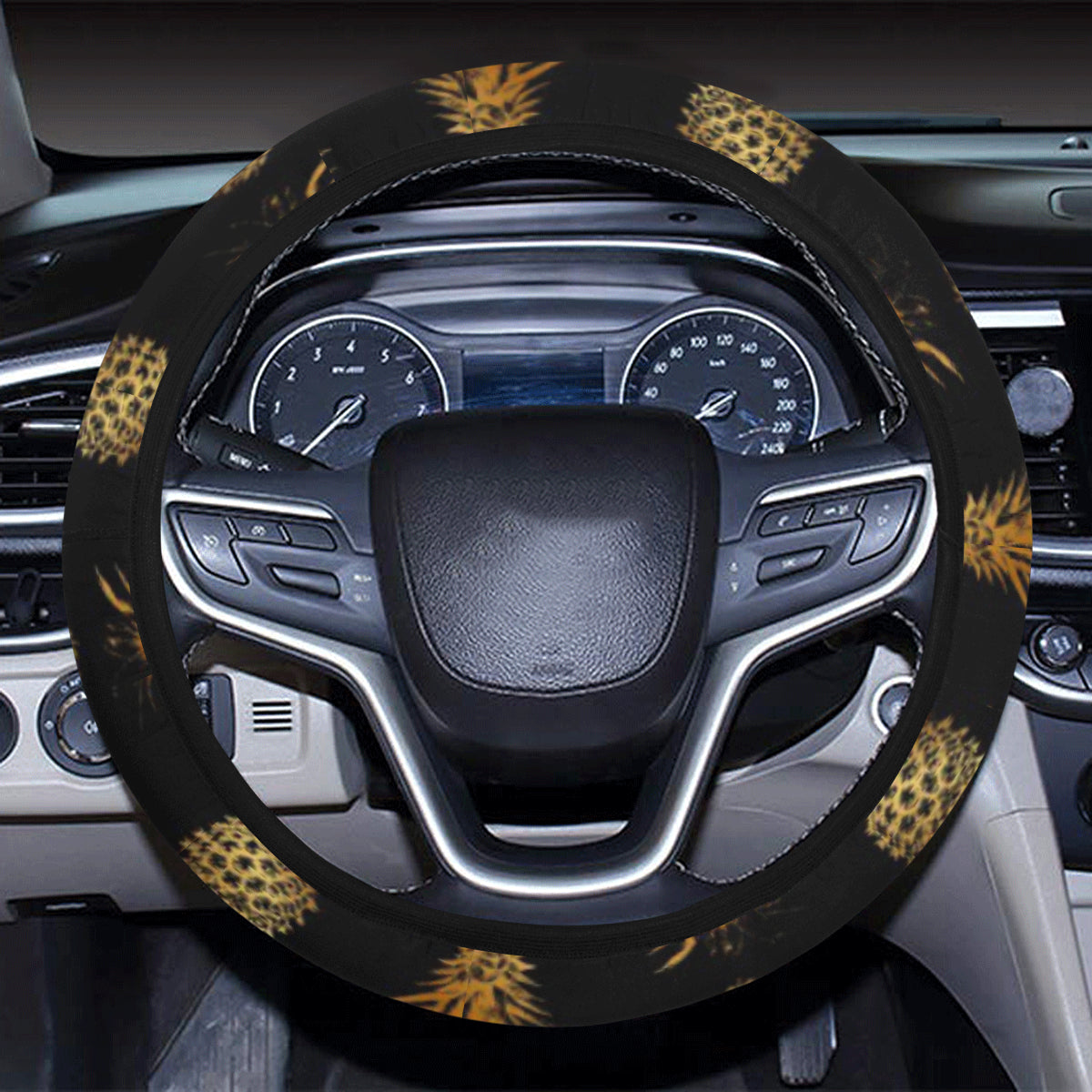 Pineapple Pattern Print Design A02 Steering Wheel Cover with Elastic Edge