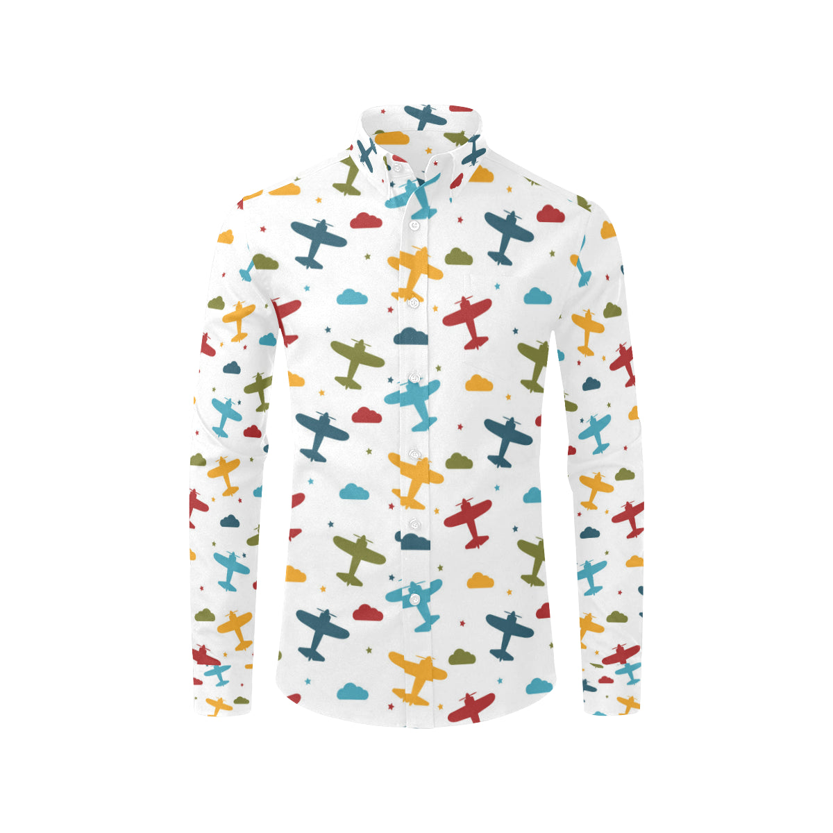 Airplane Pattern Print Design 06 Men's Long Sleeve Shirt
