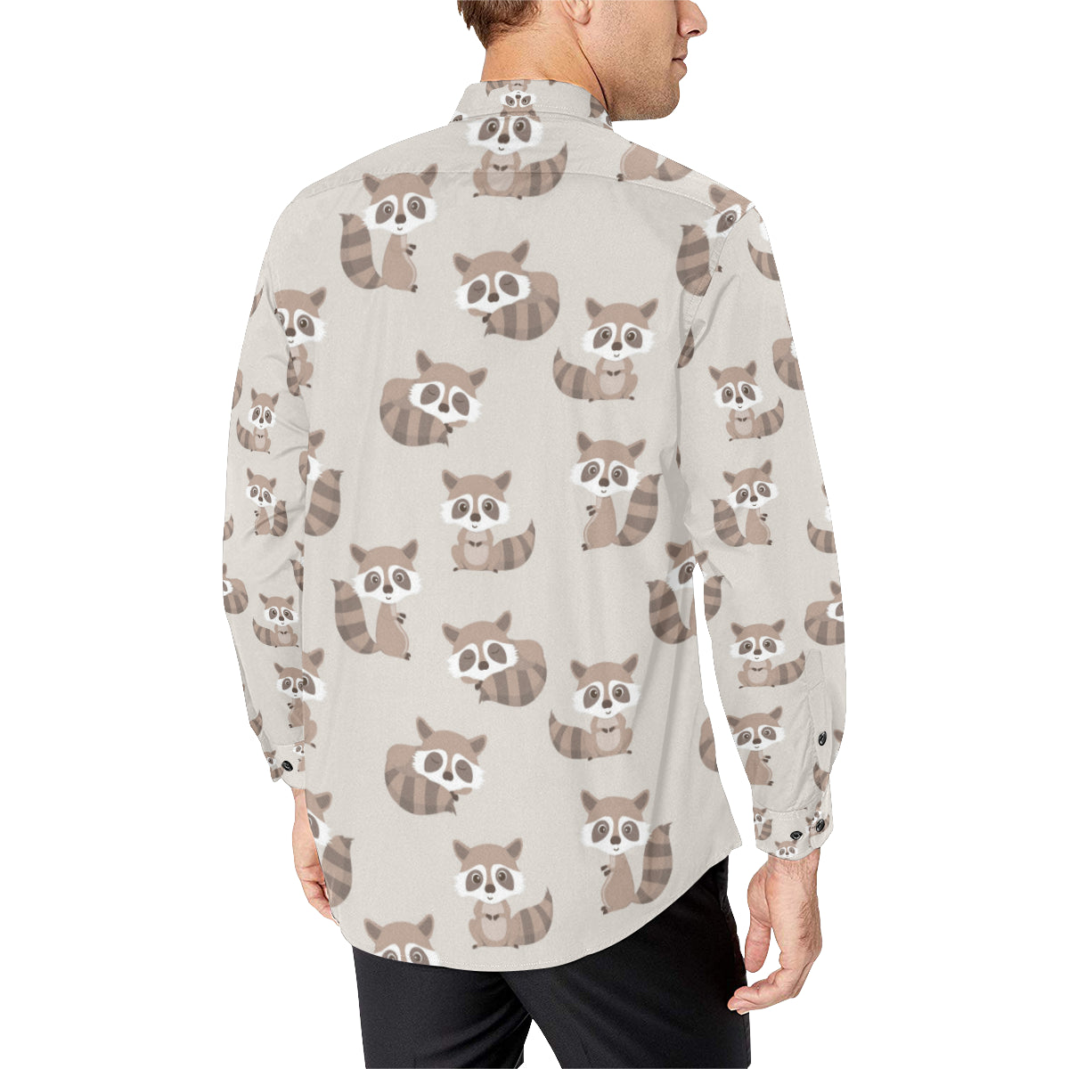 Raccoon Pattern Print Design A05 Men's Long Sleeve Shirt