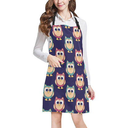 Owl Pattern Print Design A06 Apron with Pocket