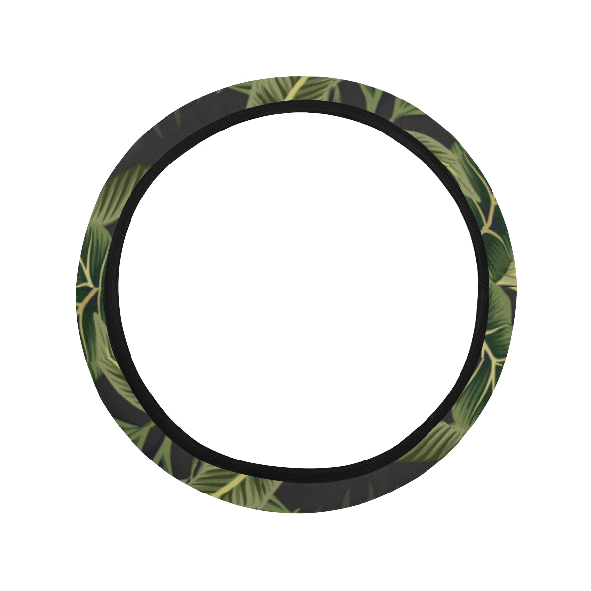 Banana Leaf Pattern Print Design BL04 Steering Wheel Cover with Elastic Edge