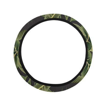 Banana Leaf Pattern Print Design BL04 Steering Wheel Cover with Elastic Edge