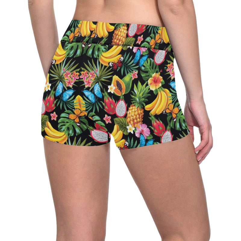 Tropical Fruits Pattern Print Design TF04 Yoga Shorts