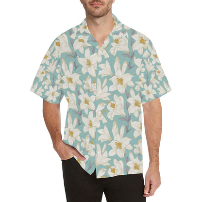 Lily Pattern Print Design 02 Men's Hawaiian Shirt