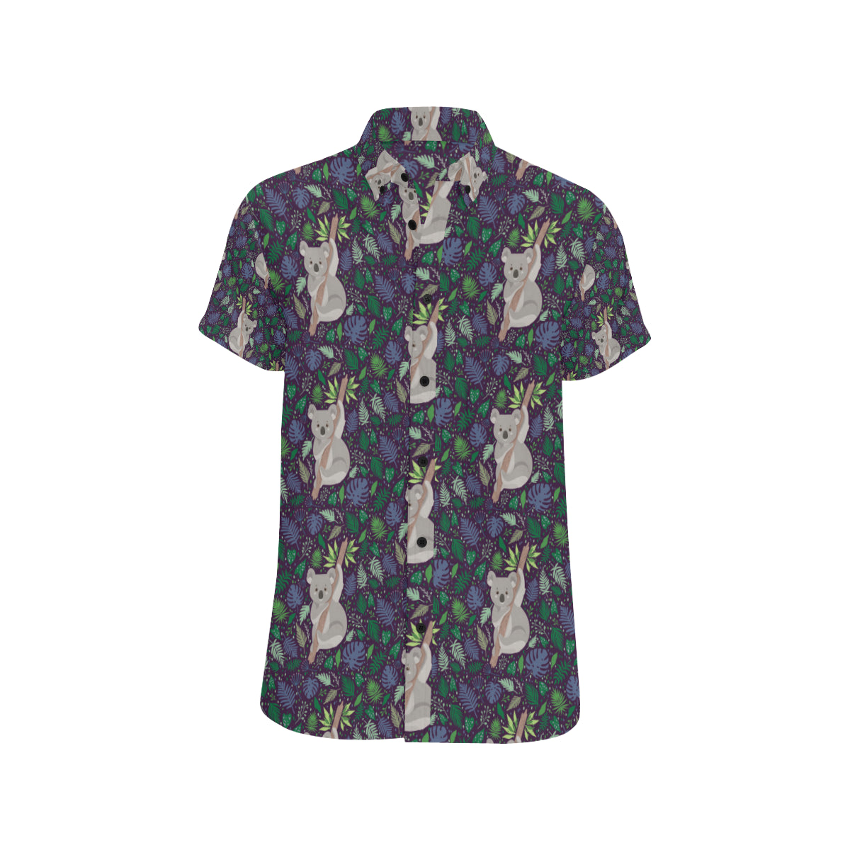 Koala Pattern Print Design 06 Men's Short Sleeve Button Up Shirt