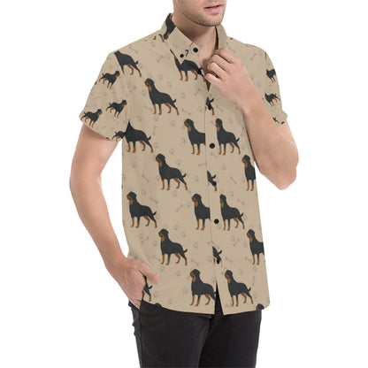 Rottweiler Pattern Print Design A01 Men's Short Sleeve Button Up Shirt