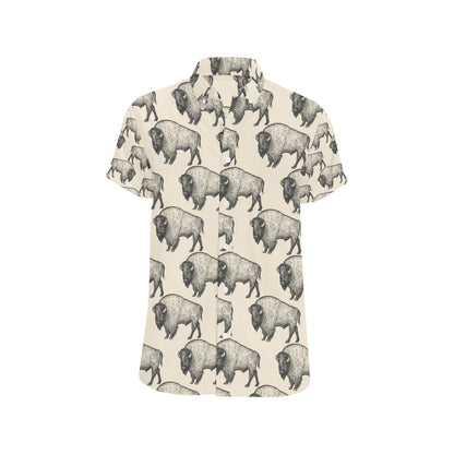 Bison Pattern Print Design 02 Men's Short Sleeve Button Up Shirt