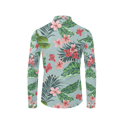 Plumeria Pattern Print Design PM027 Men's Long Sleeve Shirt
