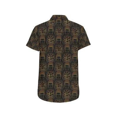 Buddha Pattern Print Design 03 Men's Short Sleeve Button Up Shirt