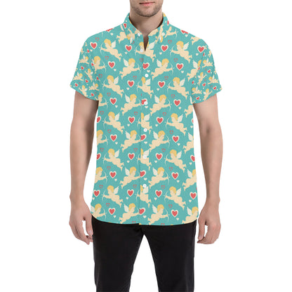 Cupid Pattern Print Design 01 Men's Short Sleeve Button Up Shirt