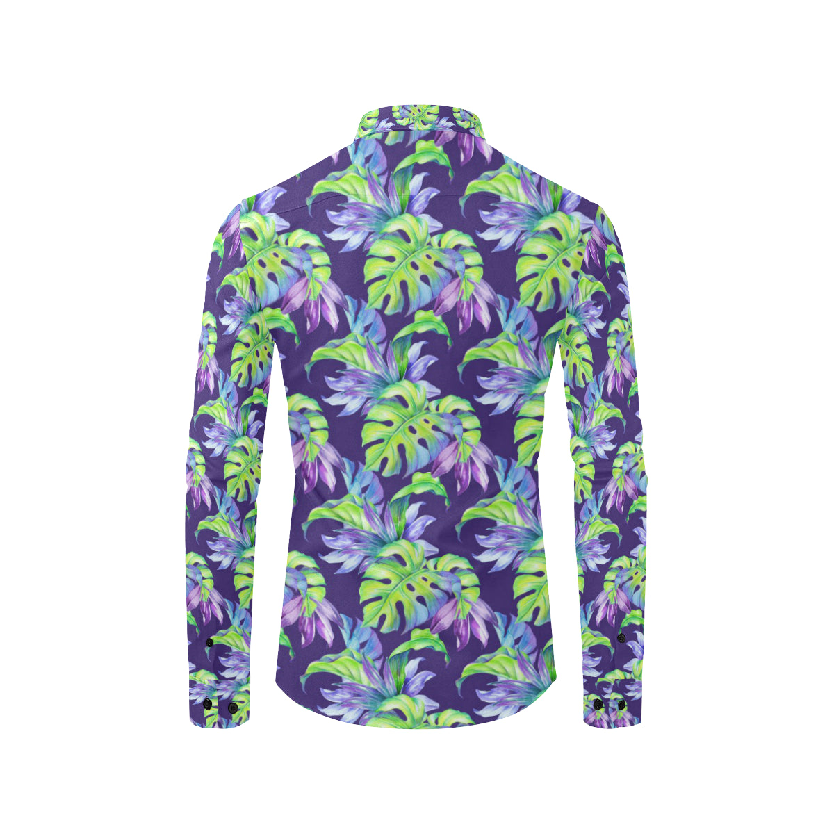 Tropical Flower Pattern Print Design TF019 Men's Long Sleeve Shirt