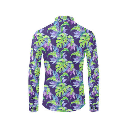 Tropical Flower Pattern Print Design TF019 Men's Long Sleeve Shirt