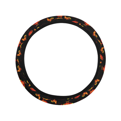 Rooster Print Themed Steering Wheel Cover with Elastic Edge