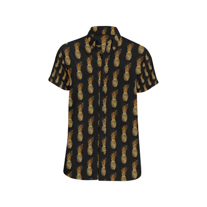 Pineapple Pattern Print Design A02 Men's Short Sleeve Button Up Shirt