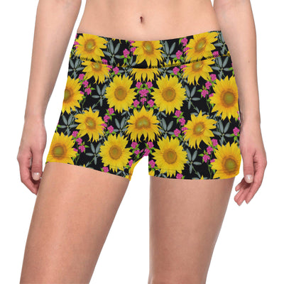 Sunflower Pattern Print Design SF014 Yoga Shorts