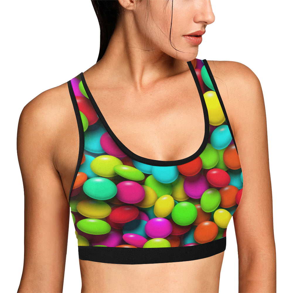 Candy Pattern Print Design CA03 Sports Bra