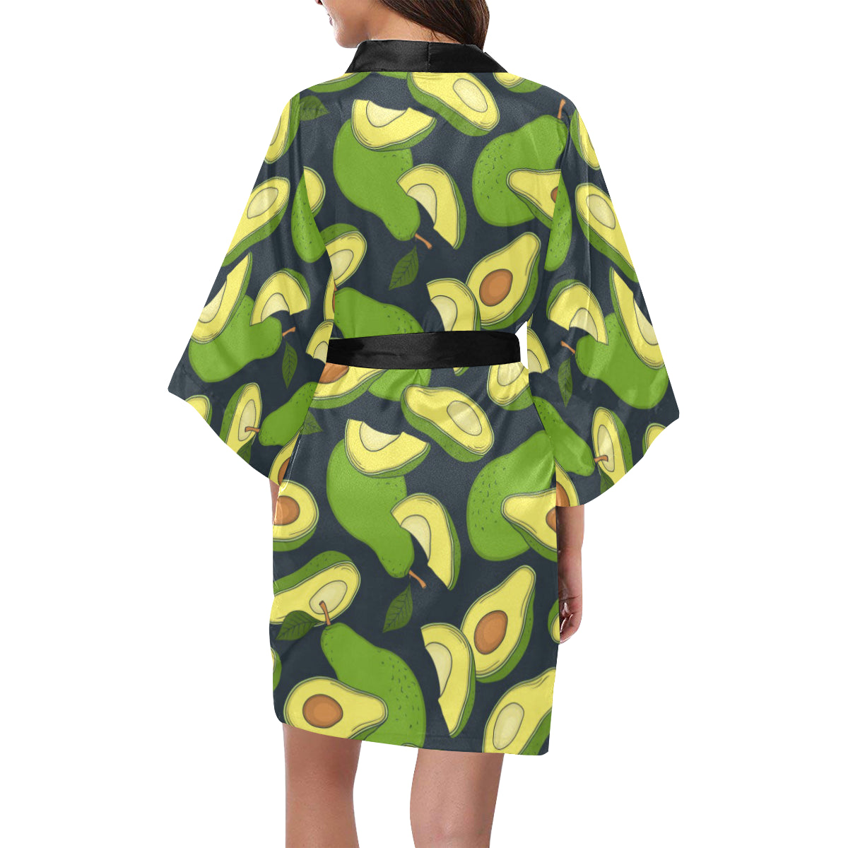 Avocado Pattern Print Design AC013 Women's Short Kimono