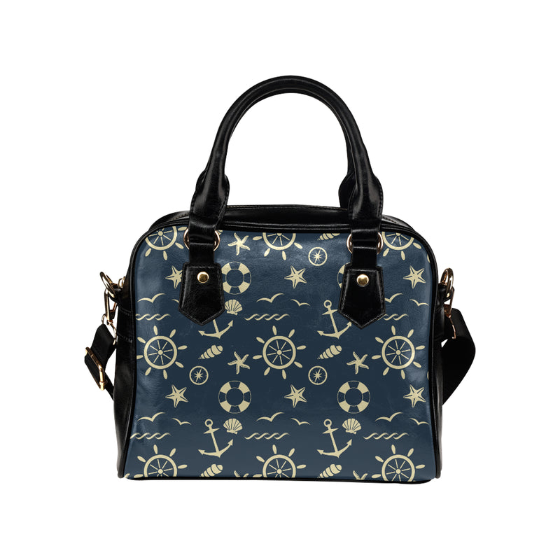 Nautical Pattern Print Design A01 Shoulder Handbag