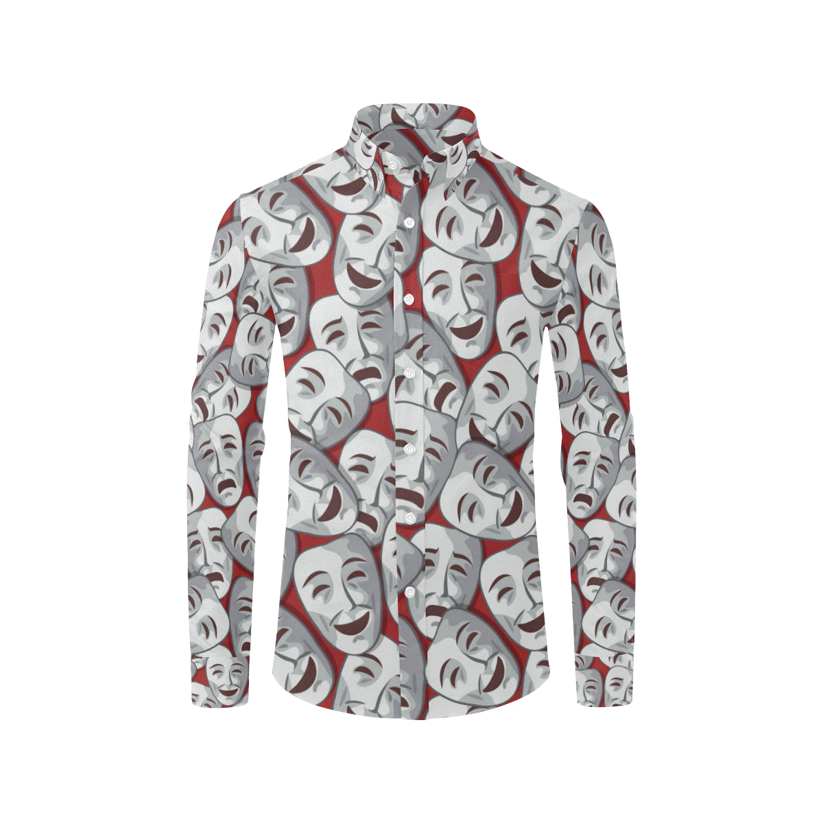 Acting Mask Pattern Print Design 01 Men's Long Sleeve Shirt