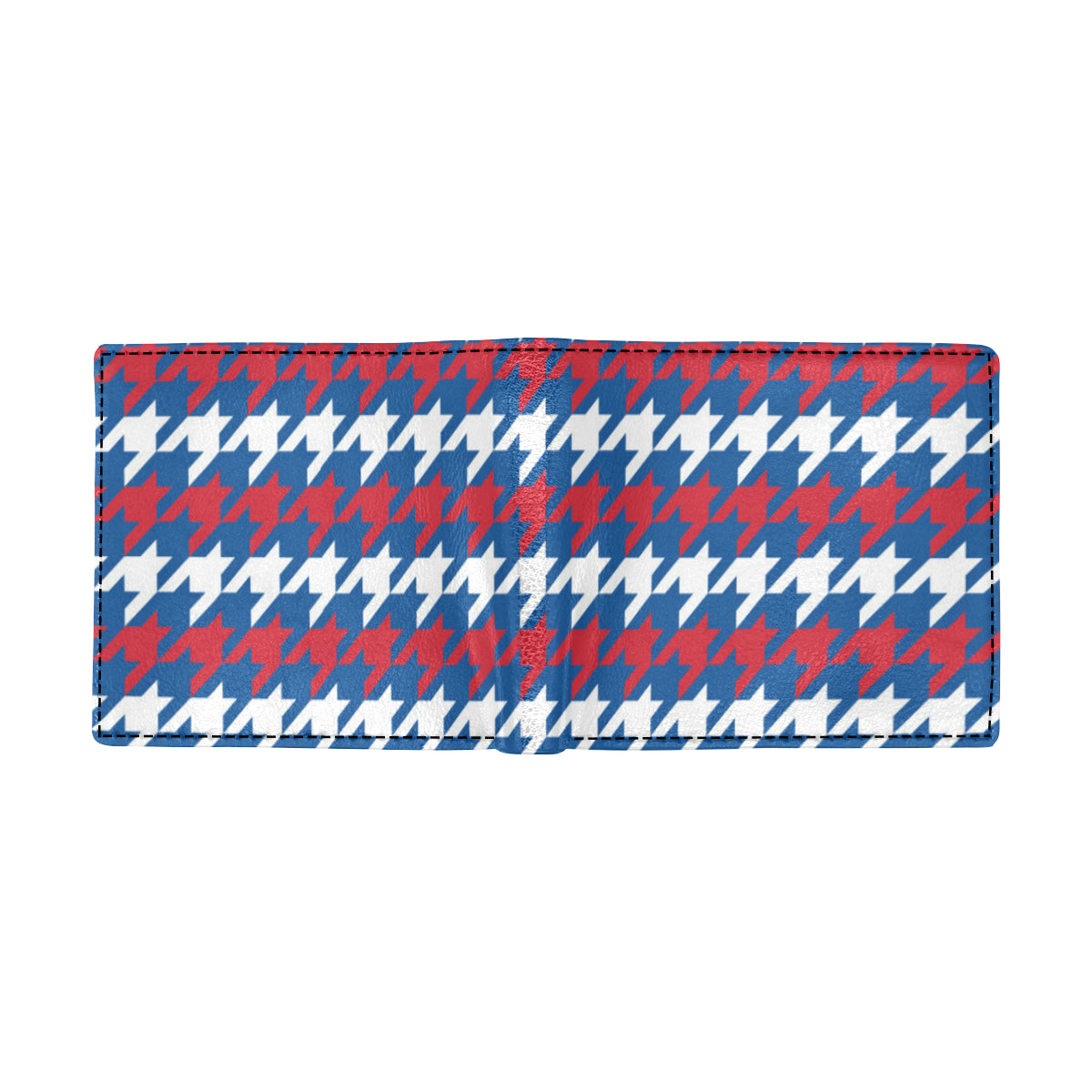 Patriotic Houndstooth Pattern Print Design A02 Men's ID Card Wallet