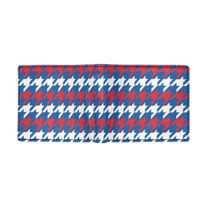Patriotic Houndstooth Pattern Print Design A02 Men's ID Card Wallet