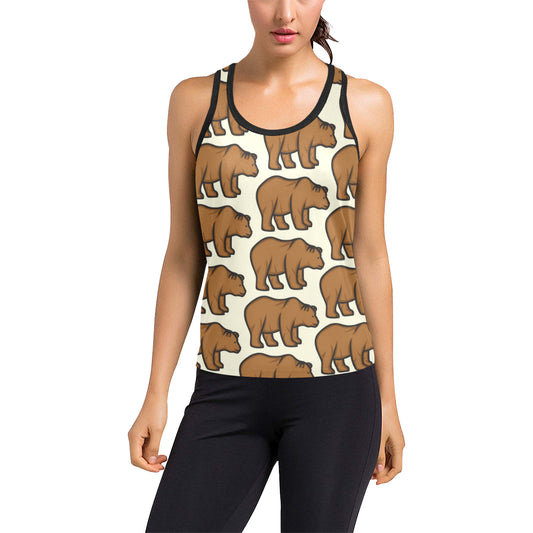 Bear Pattern Print Design BE05 Women's Racerback Tank Top