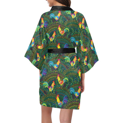 Rooster Pattern Print Design A01 Women's Short Kimono