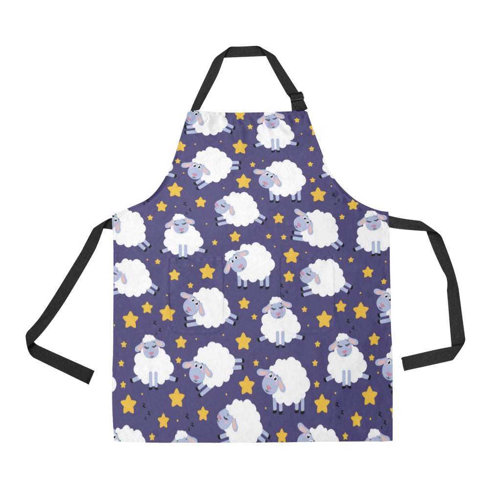Sheep Pattern Print Design 03 Apron with Pocket