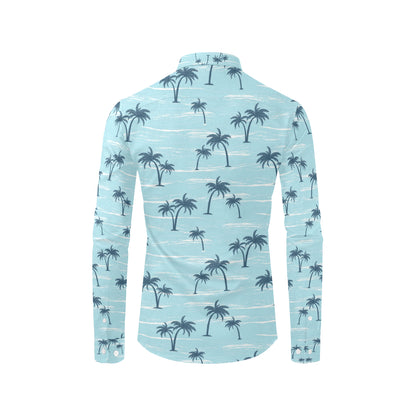 Palm Tree Pattern Print Design PT04 Men's Long Sleeve Shirt