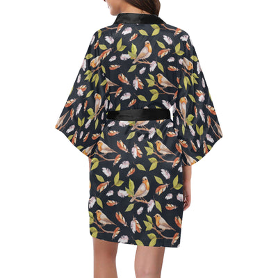 Birds Pattern Print Design 02 Women's Short Kimono