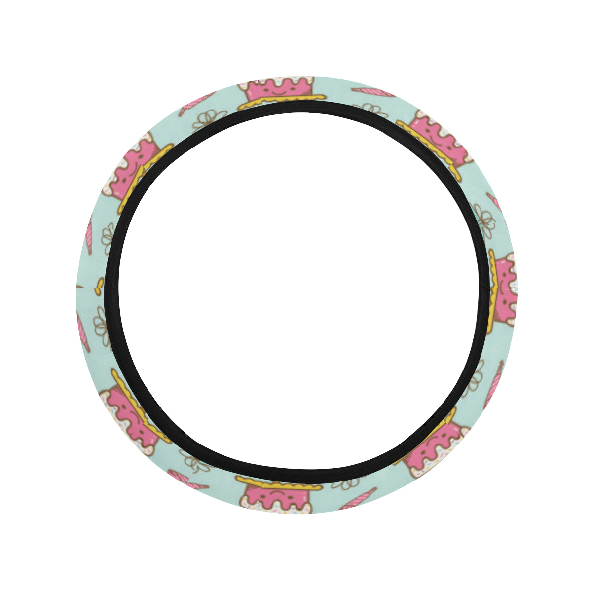 Cake Pattern Print Design 06 Steering Wheel Cover with Elastic Edge