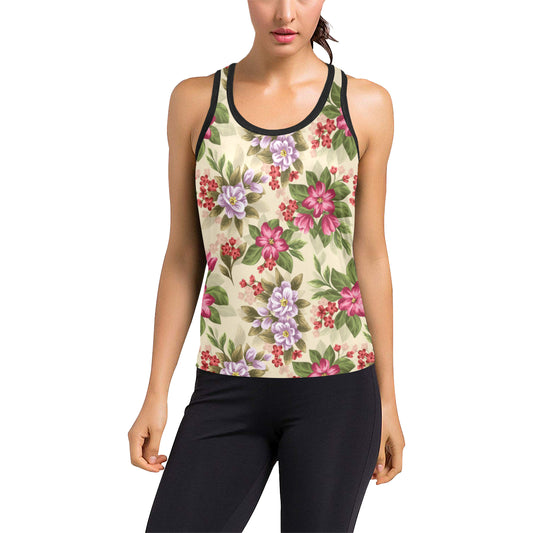 Summer Floral Pattern Print Design SF08 Women's Racerback Tank Top