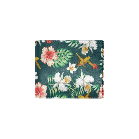 Hawaiian Flower Design with SeaTurtle Print Men's ID Card Wallet