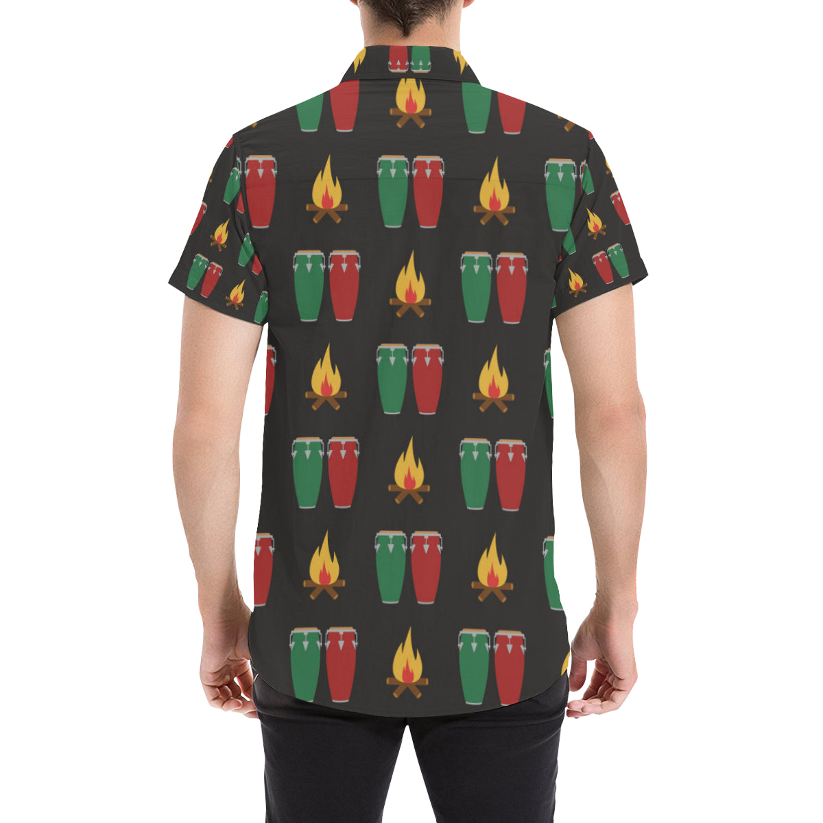 Conga Pattern Print Design 01 Men's Short Sleeve Button Up Shirt