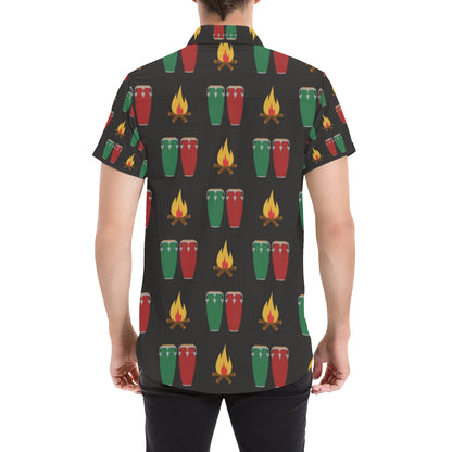 Conga Pattern Print Design 01 Men's Short Sleeve Button Up Shirt