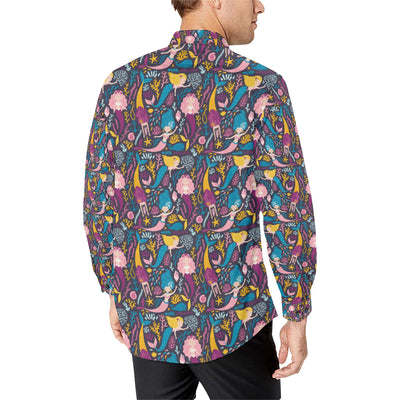 Mermaid Pattern Print Design 08 Men's Long Sleeve Shirt