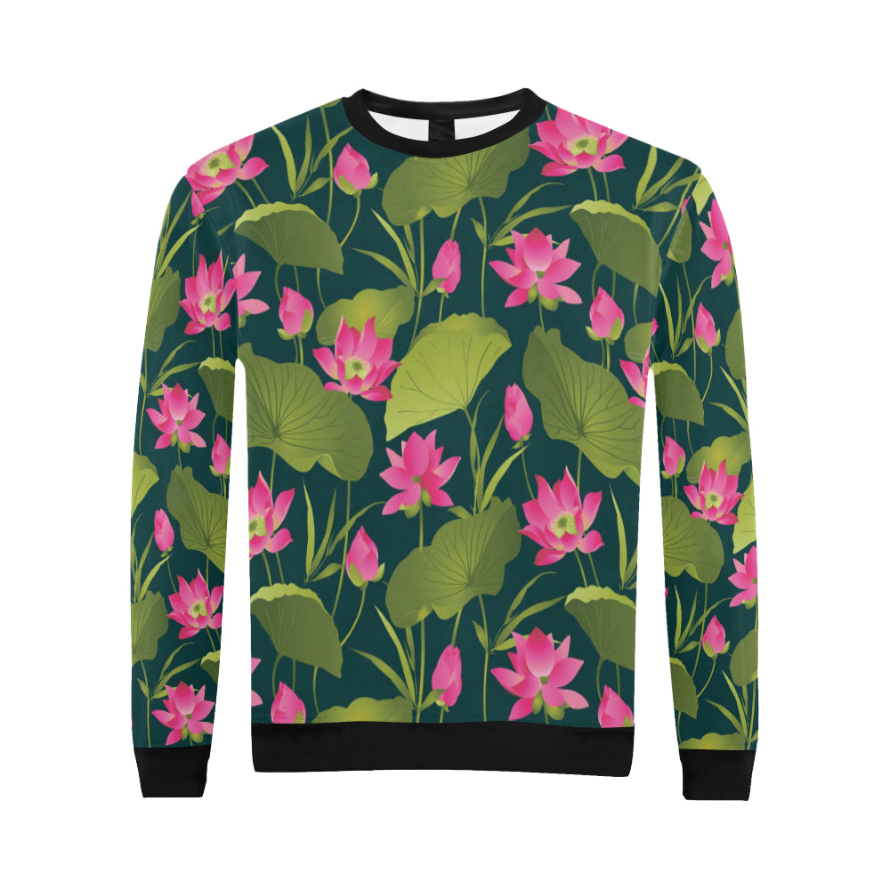 Water Lily Pattern Print Design WL09 Men Long Sleeve Sweatshirt