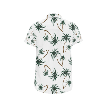 Palm Tree Pattern Print Design PT07 Men's Short Sleeve Button Up Shirt