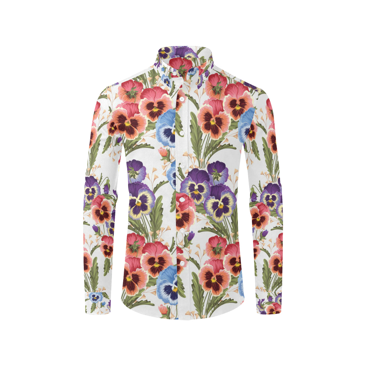 Pansy Pattern Print Design PS06 Men's Long Sleeve Shirt