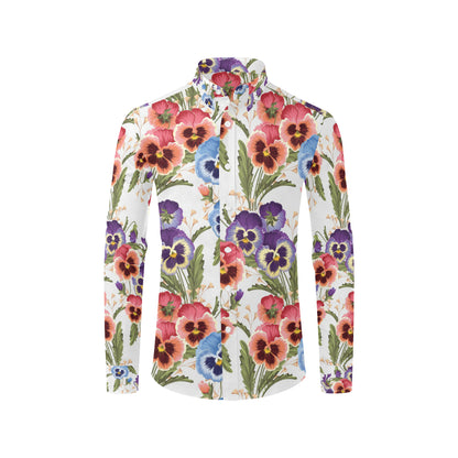 Pansy Pattern Print Design PS06 Men's Long Sleeve Shirt