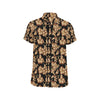 Brown Hibiscus Pattern Print Design HB06 Men's Short Sleeve Button Up Shirt