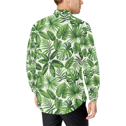Tropical Flower Pattern Print Design TF013 Men's Long Sleeve Shirt