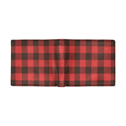 Buffalo check Red Pattern Print Design 05 Men's ID Card Wallet