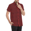 Red Black Buffalo Tartan Plaid Pattern Men's Short Sleeve Button Up Shirt