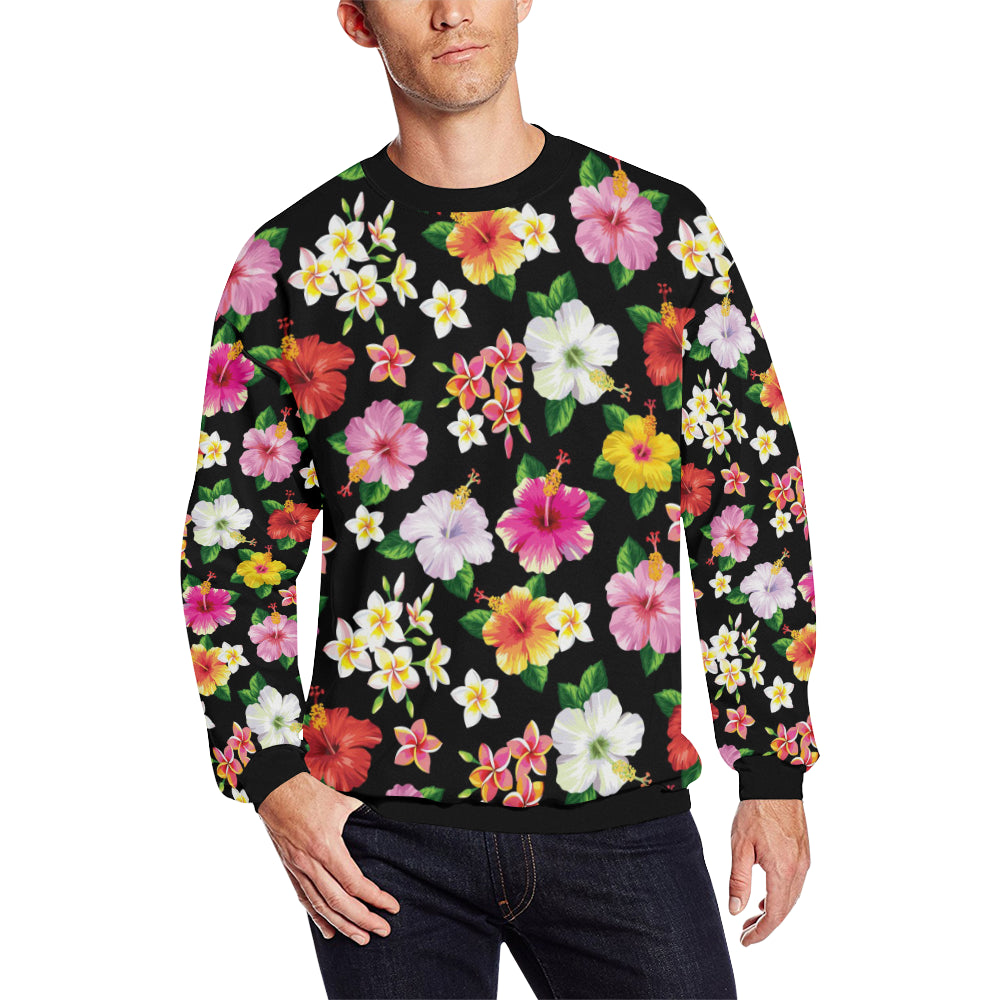 Hibiscus Pattern Print Design HB025 Men Long Sleeve Sweatshirt