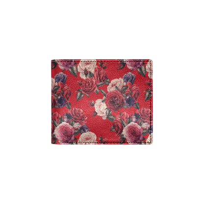 Rose Red Pattern Print Design RO07 Men's ID Card Wallet