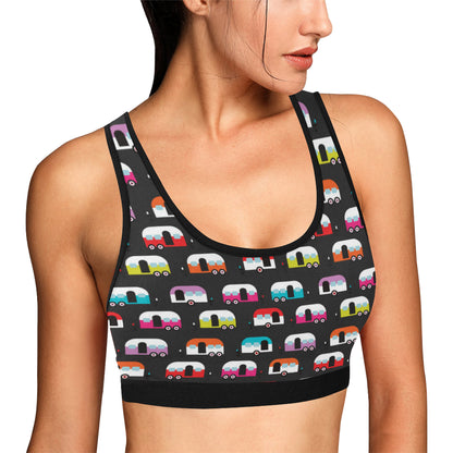 Camper Caravan Pattern Sports Bra